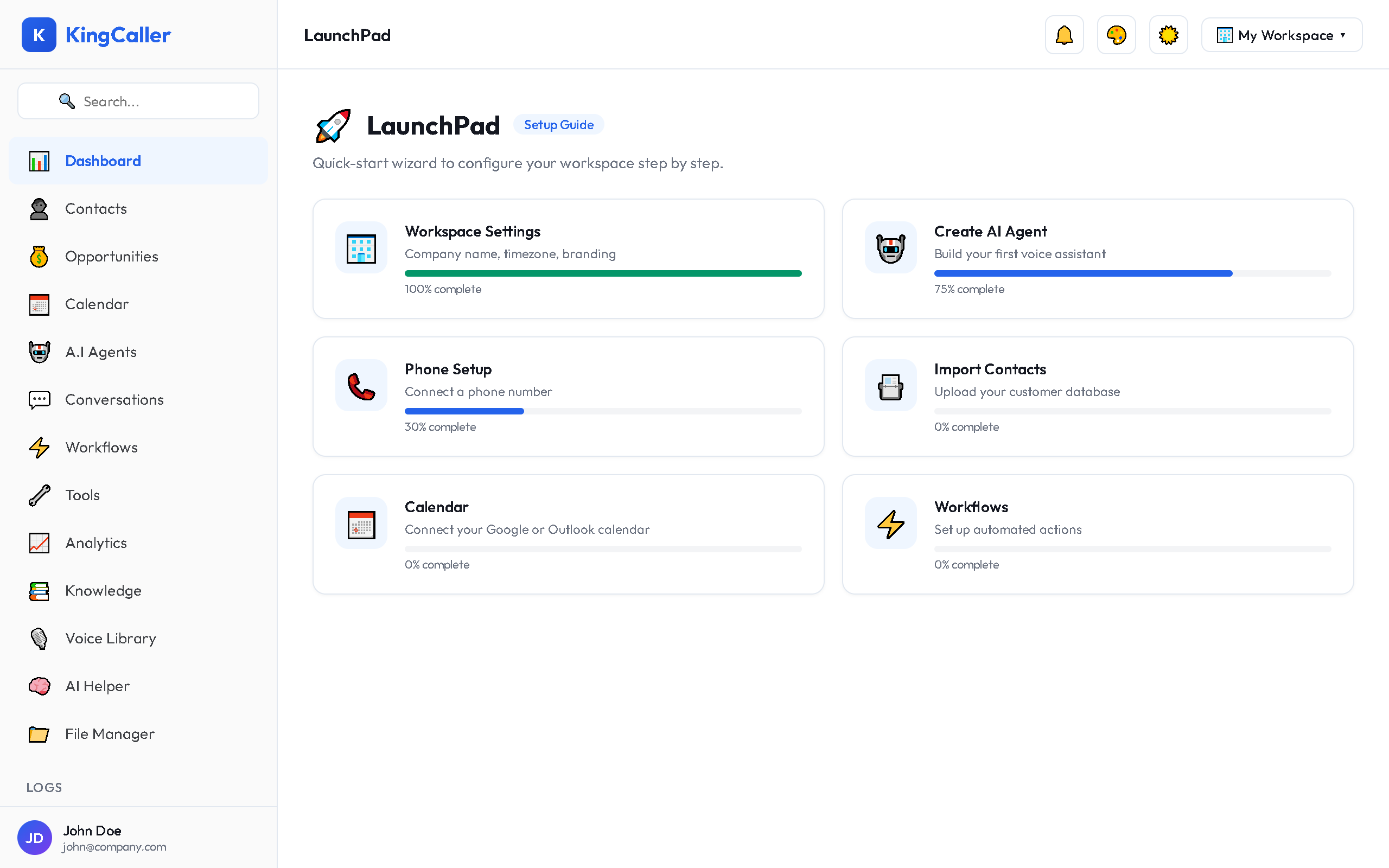 LaunchPad onboarding screen